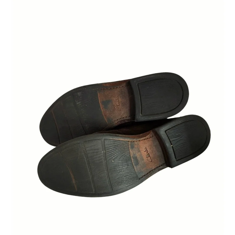 Clarks Men‎ Delsin Leather Oxford Casual Suede Shoes Loafers Deep Brown Size 11